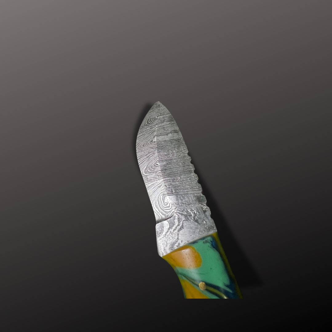 Handmade Damascus Steel Hunting Knife with Leather Sheath