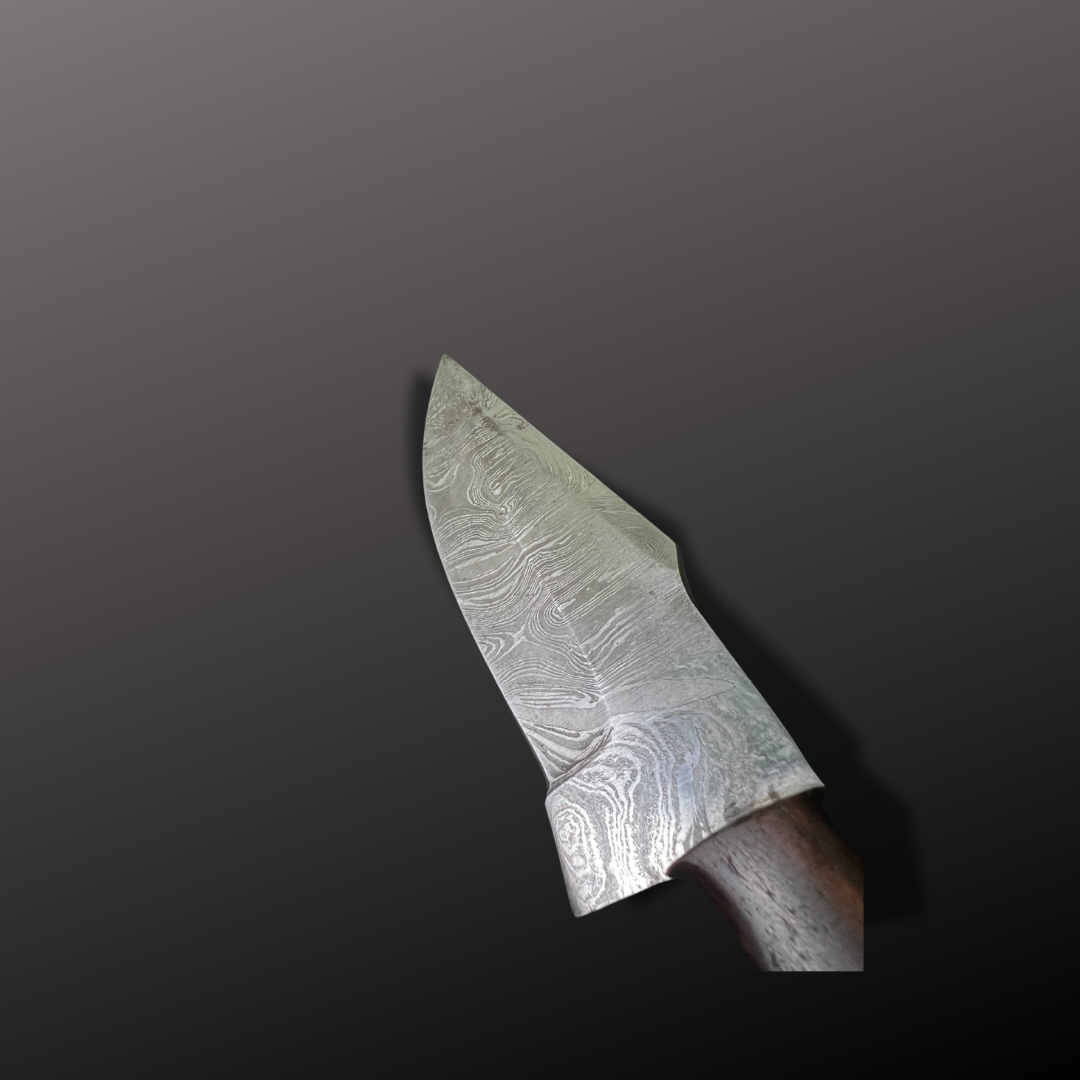 Handmade Damascus Steel Hunting Knife with Leather Sheath