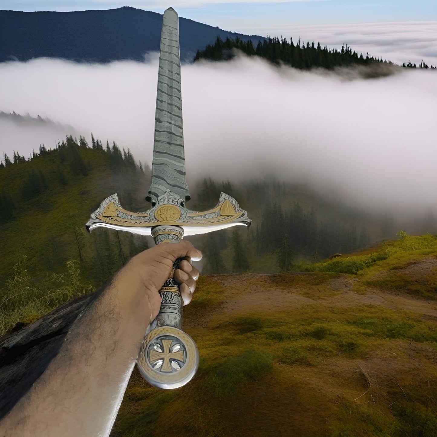 Ornate Fantasy Sword with Decorative Hilt and Shield – Collector's Edition