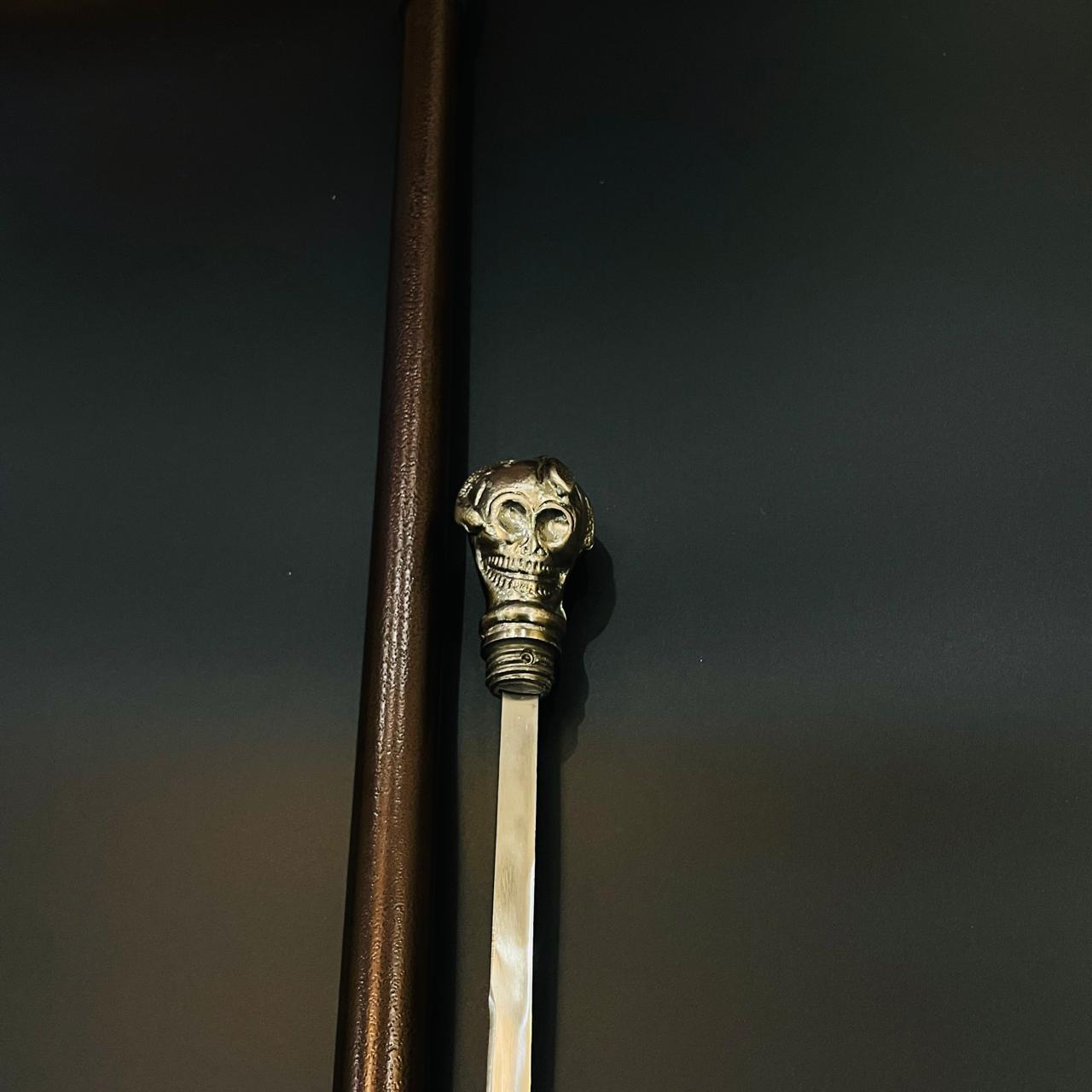 Ornate Skull Handle Walking Cane
