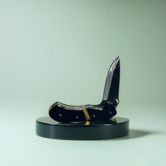 Custom Folding Knife with J2 Black Powdered Blade and Resin Handle