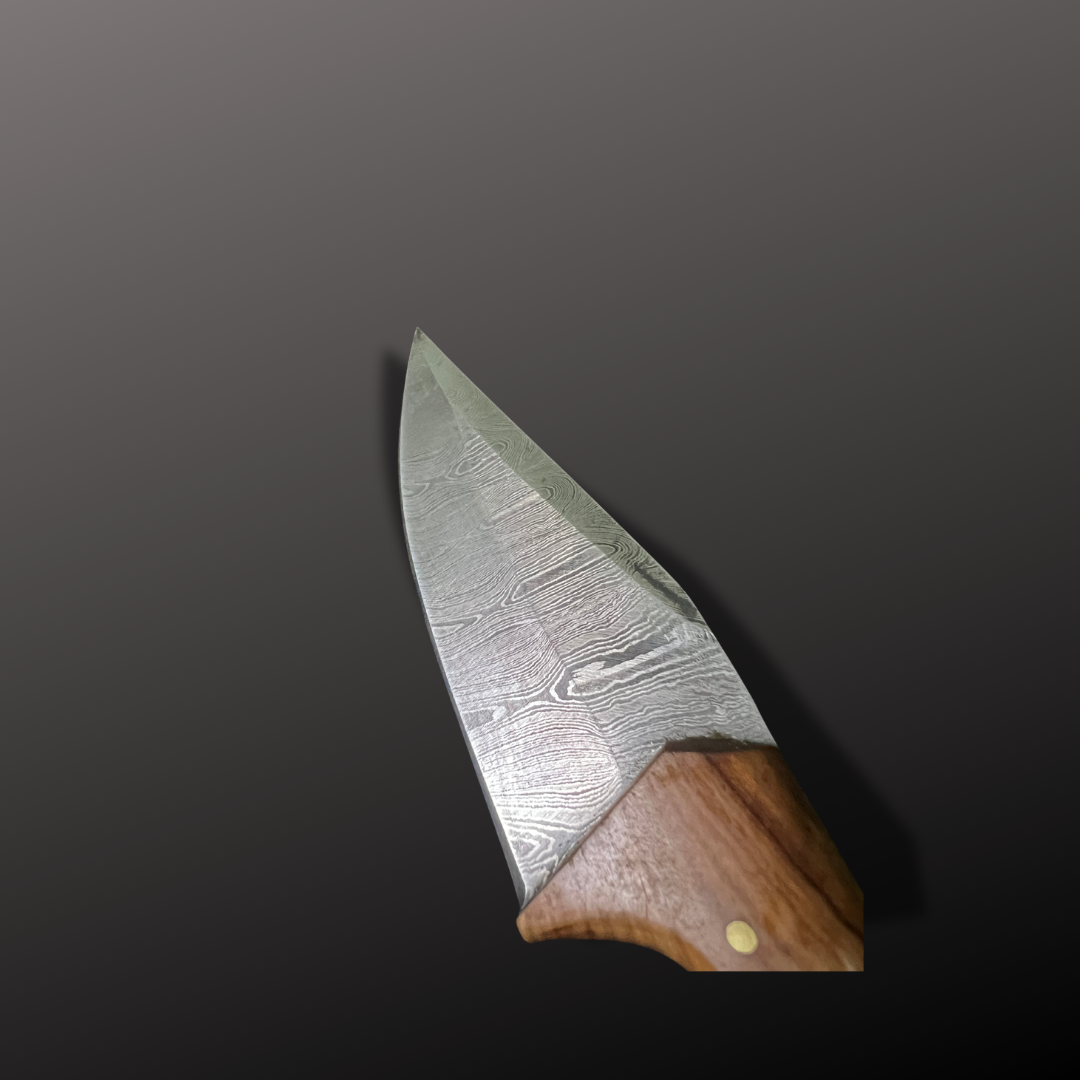 Handmade Damascus Steel Hunting Knife with Leather Sheath