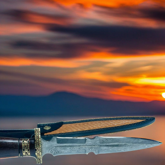 Handmade Damascus Steel Hunting Bowie Knife – Pakka Wood Handle
