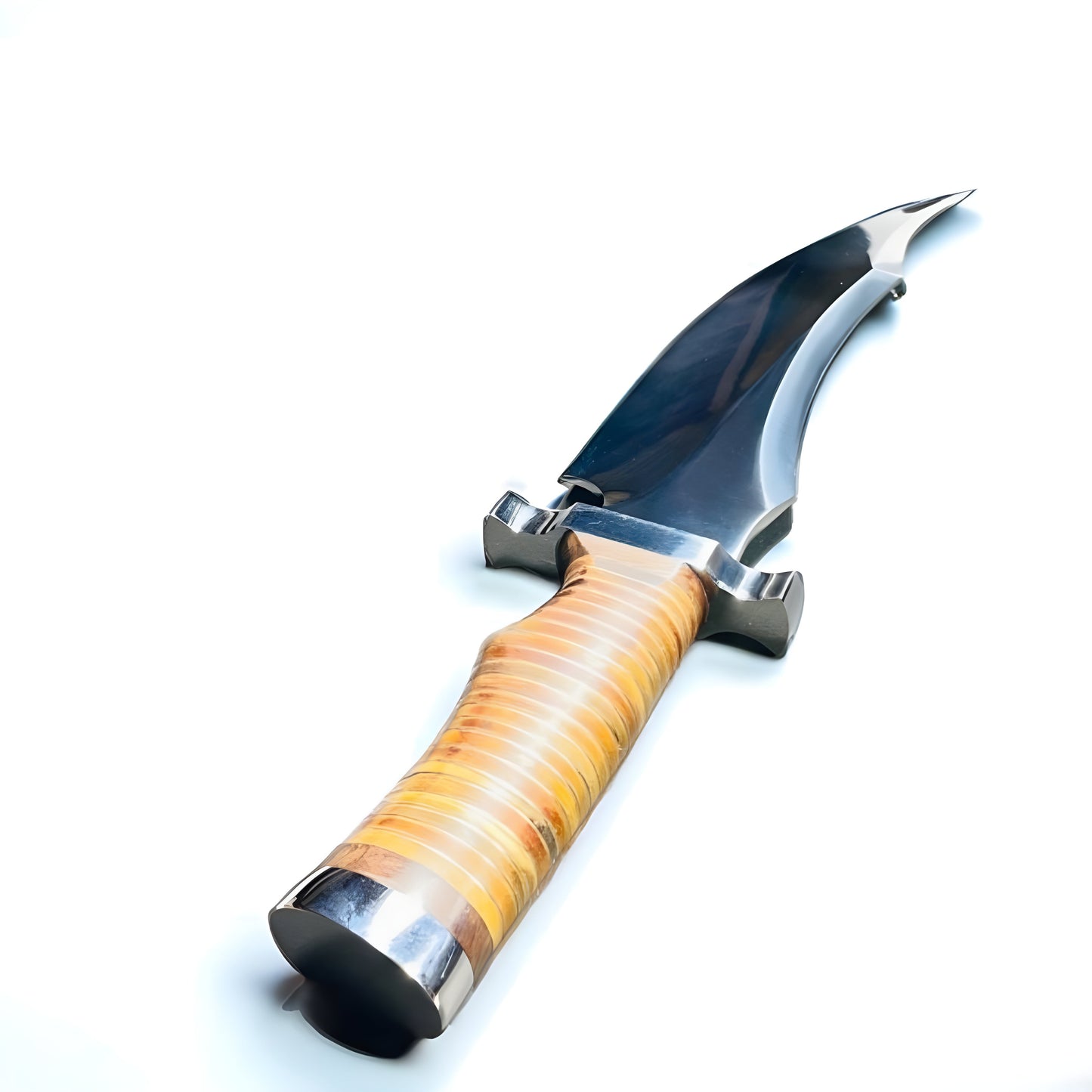 Colossal Custom Handmade D2 Tool Steel Bowie Knife – Hunting & Survival Knife with Leather Sheath