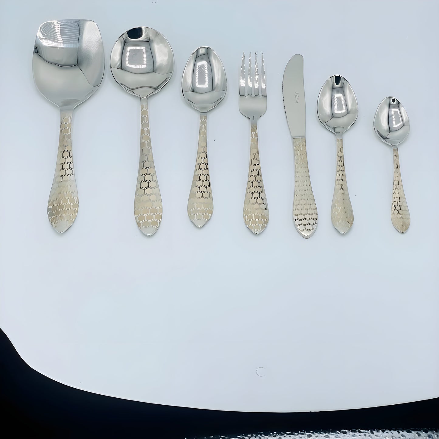 4 Persons set - New Design Double Diamond Laser Pattern Stainless Steel Cutlery Tableware Flatware Fork Knife Spoon Dinnerware Silverware Set
