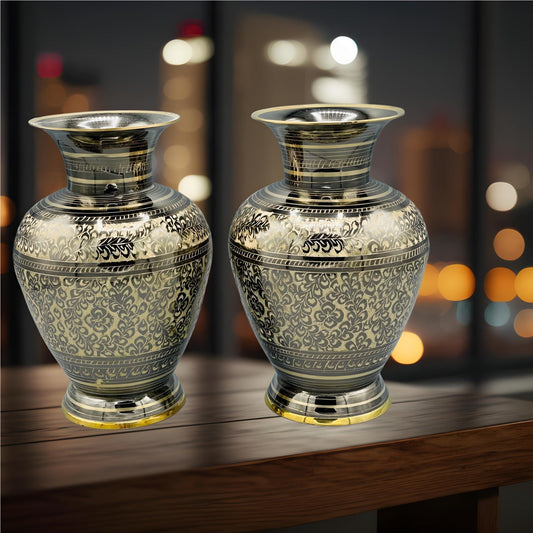 Elegant Pair of Brass Vases