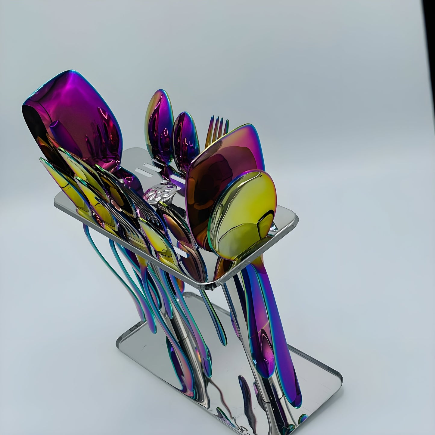 4 Persons set - Multicolor Silverware Set Silverware Flatware Cutlery Set, Stainless Steel Utensils Service