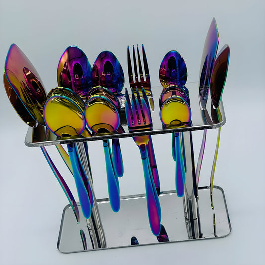4 Persons set - Multicolor Silverware Set Silverware Flatware Cutlery Set, Stainless Steel Utensils Service