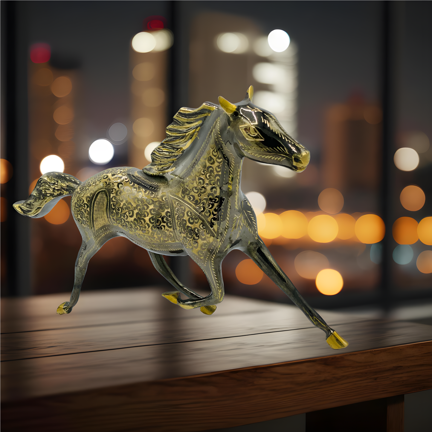 Dynamic Brass Running Horse Figurine