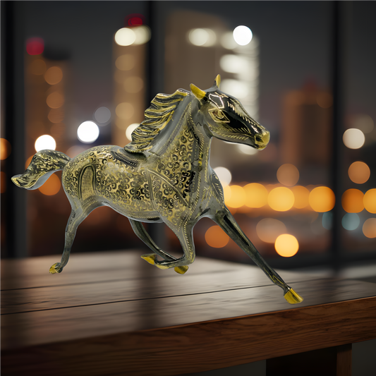 Dynamic Brass Running Horse Figurine