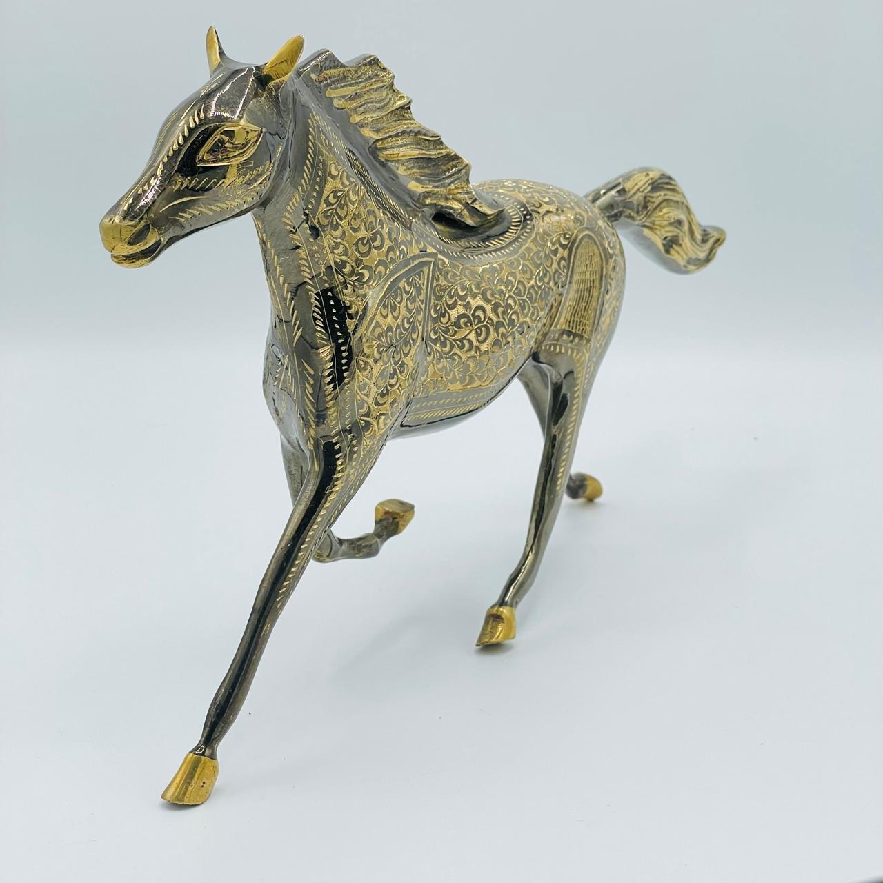Dynamic Brass Running Horse Figurine