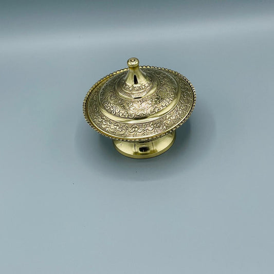 Intricately Crafted Brass Decorative Bowl with Lid