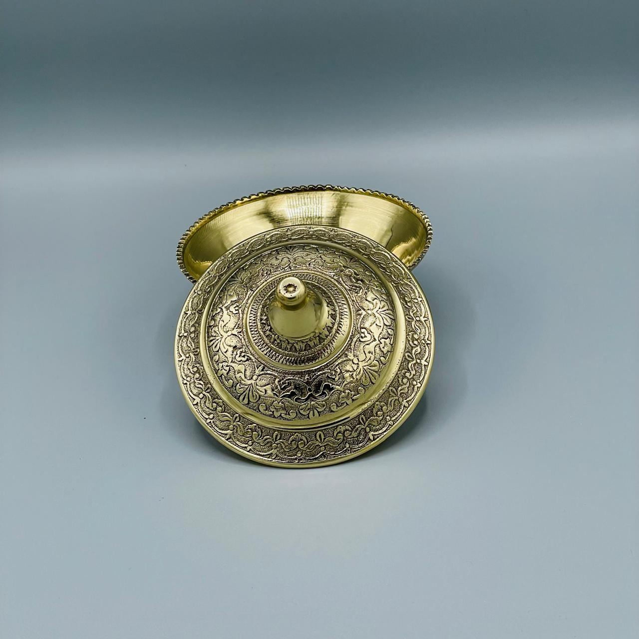Intricately Crafted Brass Decorative Bowl with Lid