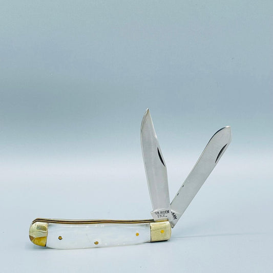 Elegant Red Bone Dual-Blade Folding Knife with Floral Design Handle