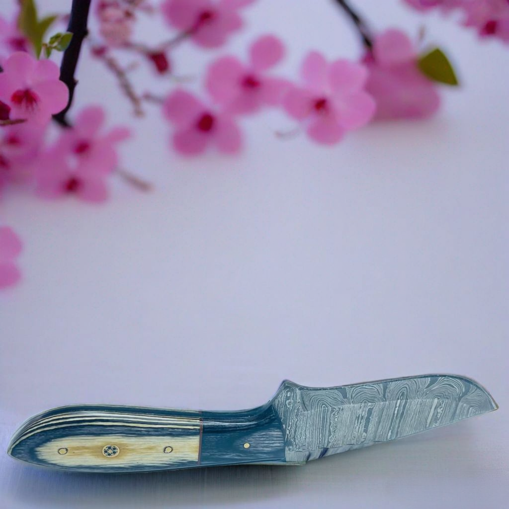Stormline Damascus Fixed Blade Knife with Two-Tone Wood Handle