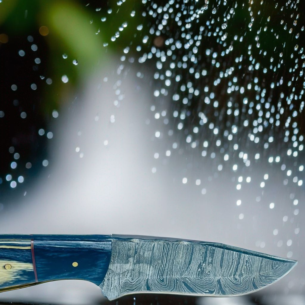 Stormline Damascus Fixed Blade Knife with Two-Tone Wood Handle