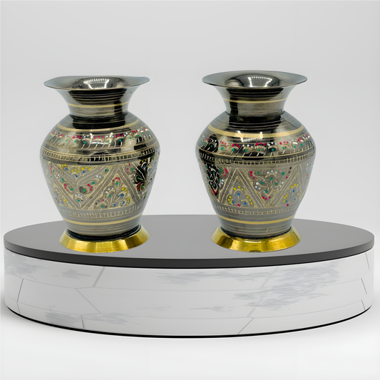 Exquisite Pair of Handcrafted Brass Vases