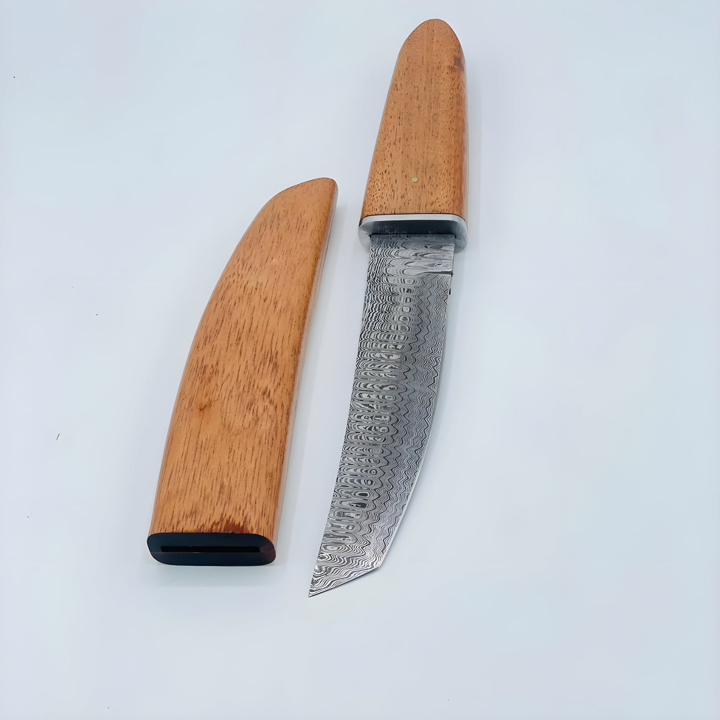Japanese Handcrafted Damascus Tanto knife wood handle and sheath