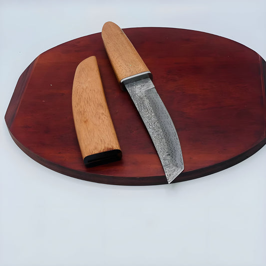 Japanese Handcrafted Damascus Tanto knife wood handle and sheath